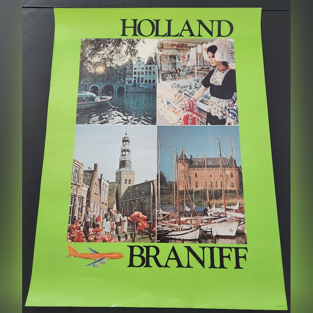 Vintage Braniff International Holland Travel Poster